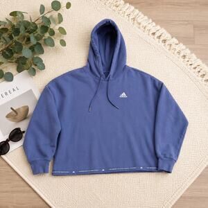 Adidas Essentials Oversized Fleece Hoodie Blue Pullover Sweatshirt Women’s Large
